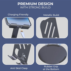 Adjustable Metal Mobile Phone Stand – Foldable & Heavy Duty Desk Holder